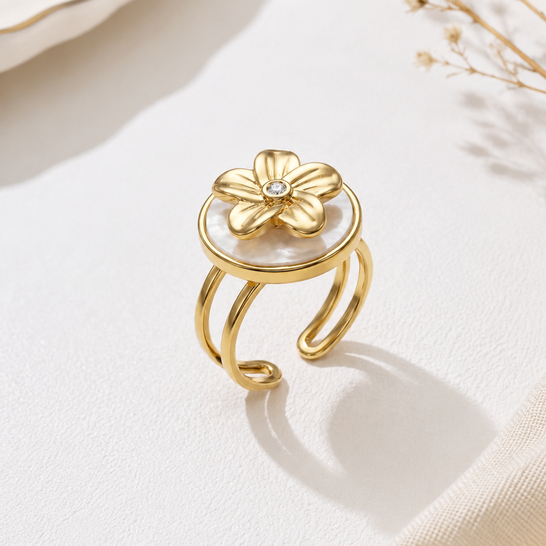 Bague anti stress – Fleur dorée
