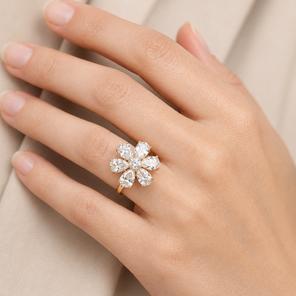 Bague rotative – Fleur scintillante