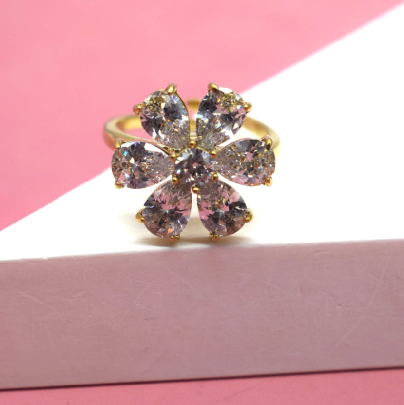 Bague rotative – Fleur scintillante