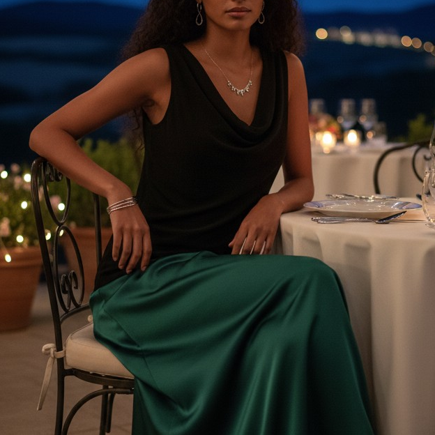 Top chic noir drapé
